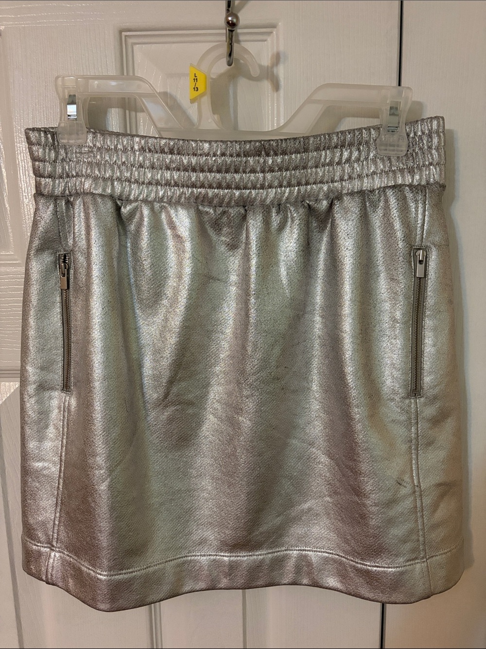 Banana Republic mini skirt, silver, stretchy, size 2
